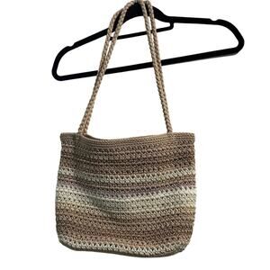 The Sak Originals Crochet Shoulder Bag Striped Tan Cream & Purple - Unique‎ Find